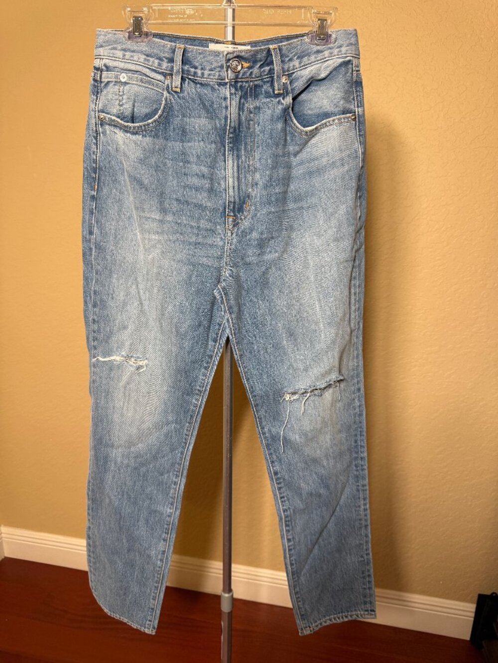 SLVRLAKE Premium Denim High Rise Distressed Straight Leg Jeans Size 30